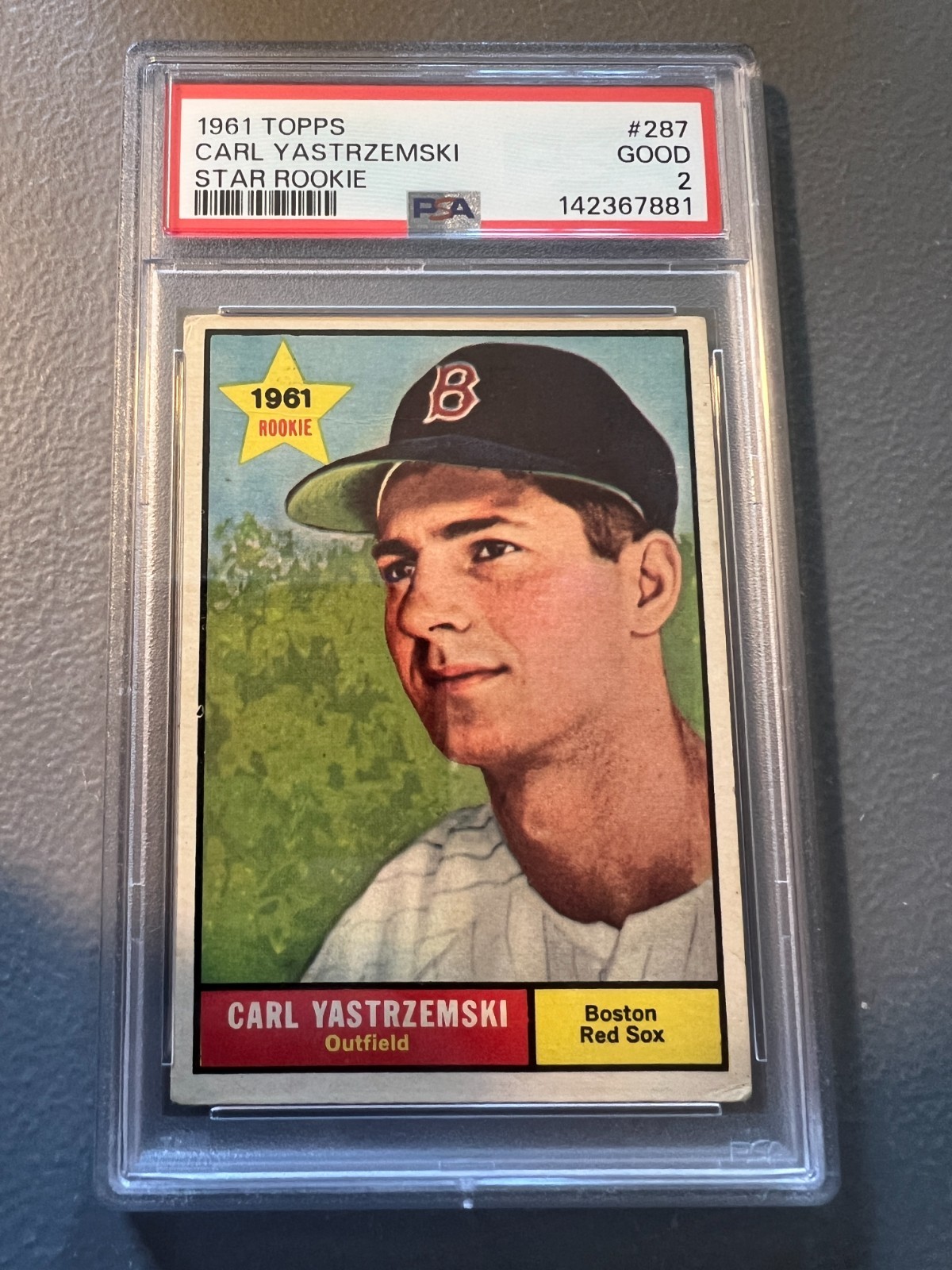 1961 Topps - Carl Yastrzemski ( Boston Red Sox ) Rookie RC #287 - PSA 2