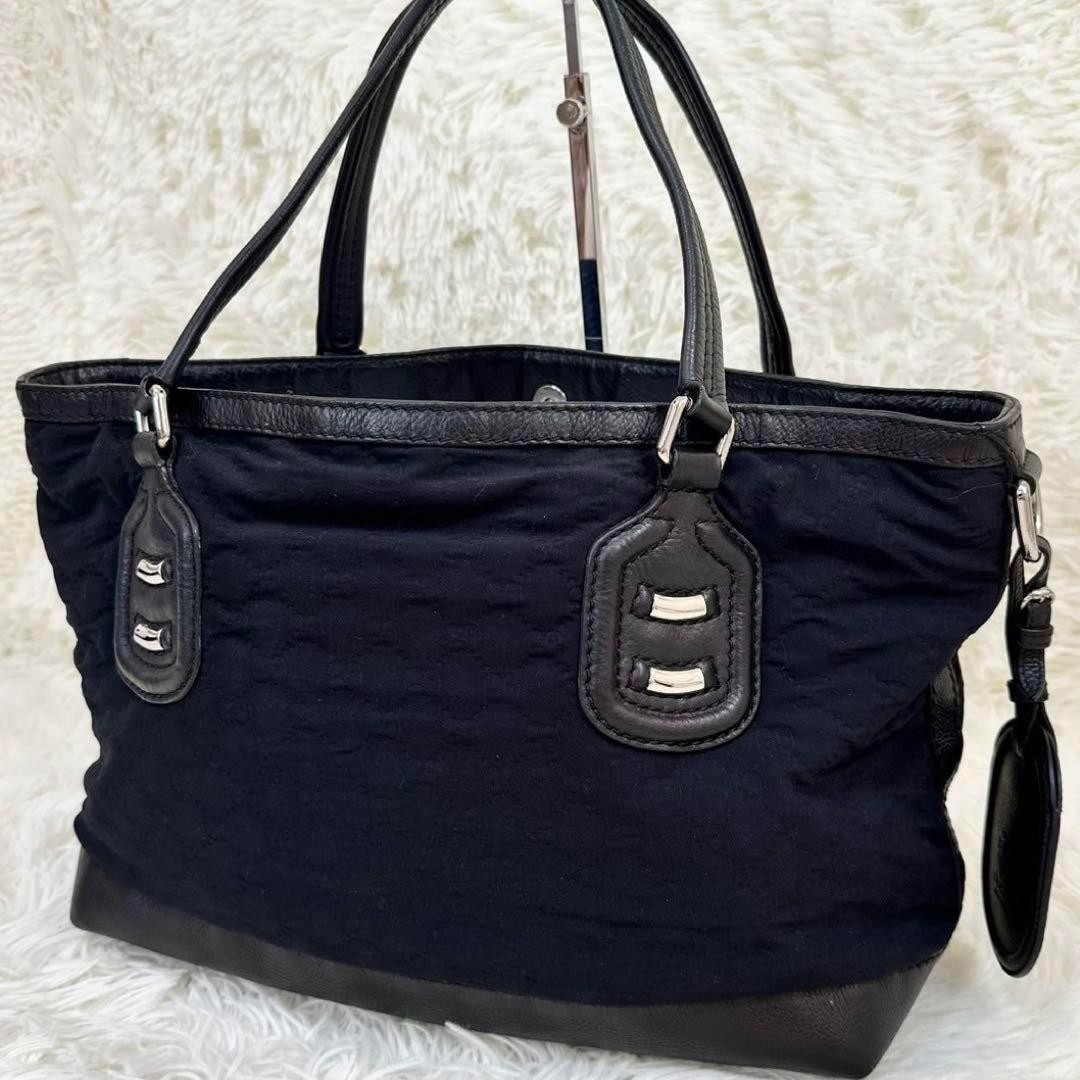 Gucci GG Neoprene Tote Bag Black A4 Size Charm Excellent Condition