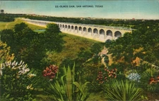 San Antonio Texas Olmos Dam Aeria View Vintage Postcard TX Unused