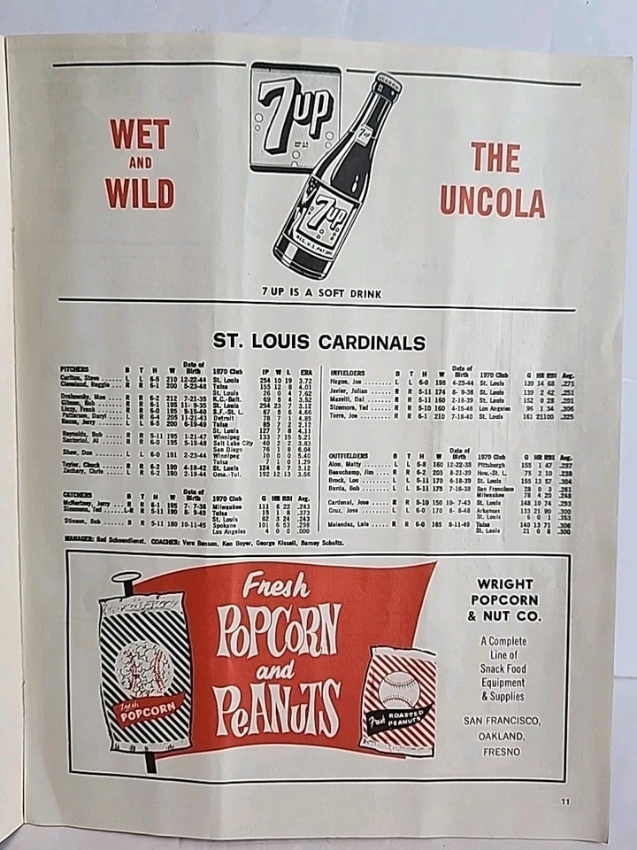 San Francisco Giants 1971 Program And Scorecard St. Louis Cardinals See Pics/Des - Image 3 of 4