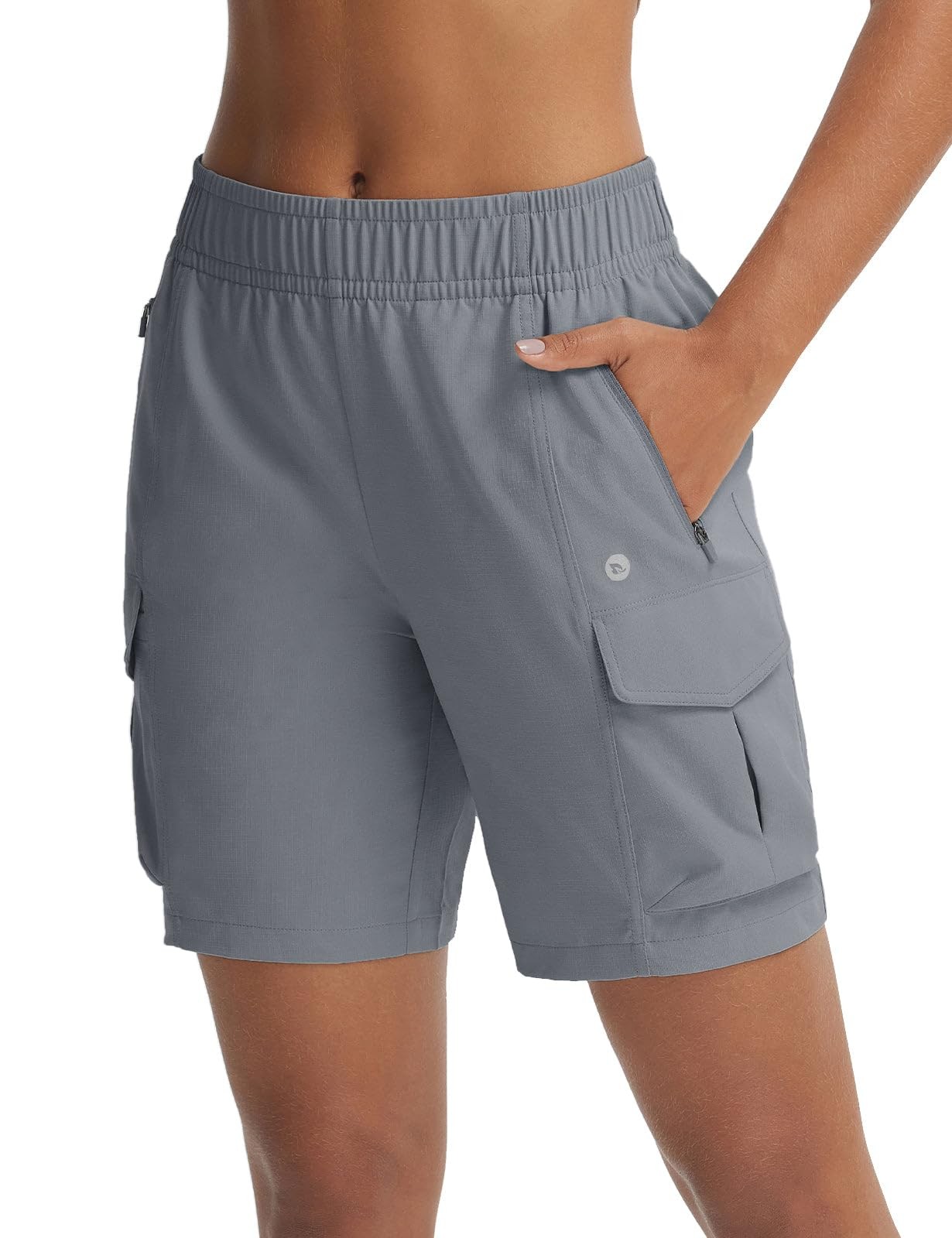Women's Hiking Cargo Shorts Water Resistant Lightweight Dark Gray L