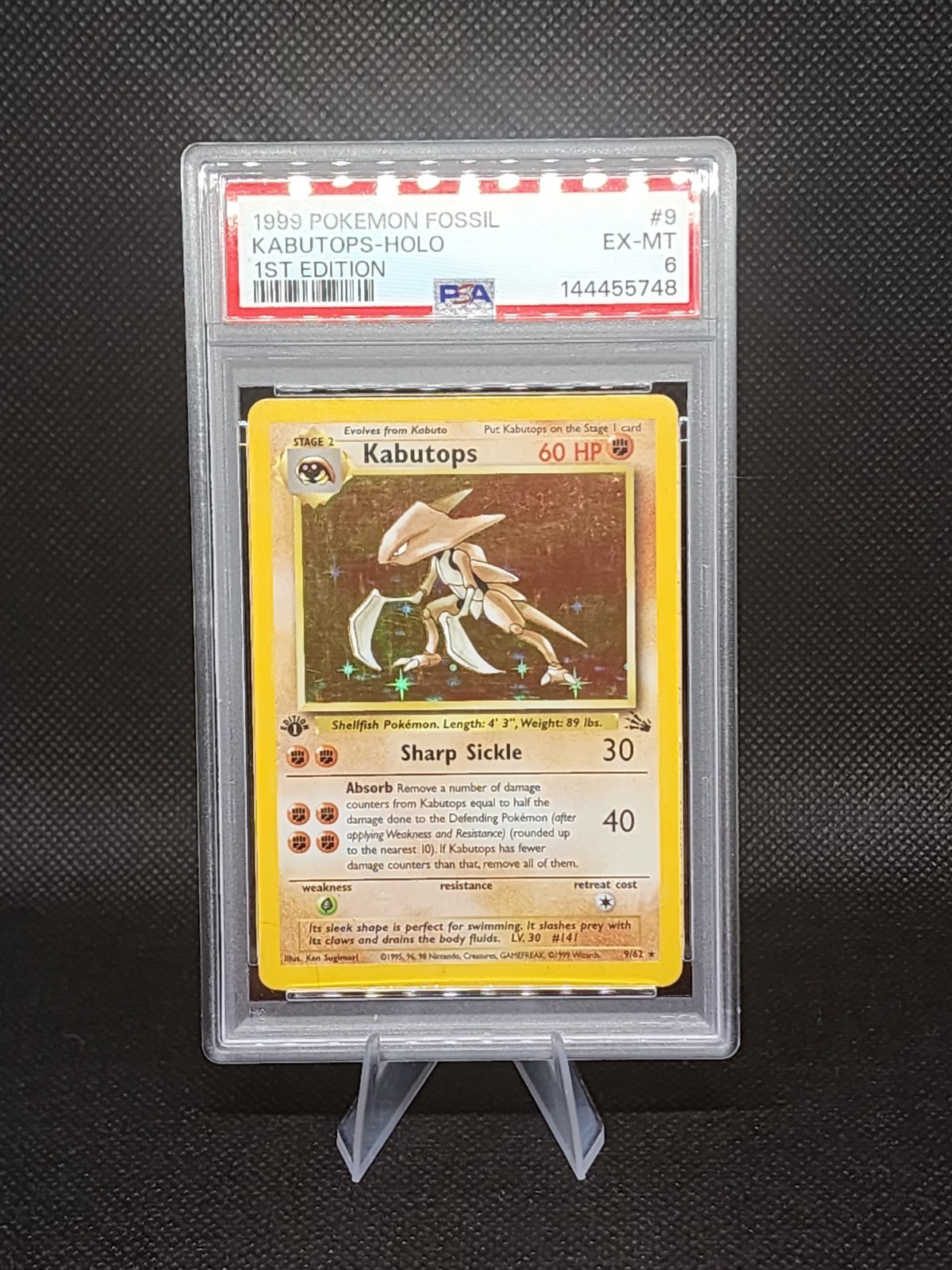 Kabutops Holo 9/62 1st Edition Fossil PSA 6 EX-MT 1999 WOTC Vintage Pokemon Card