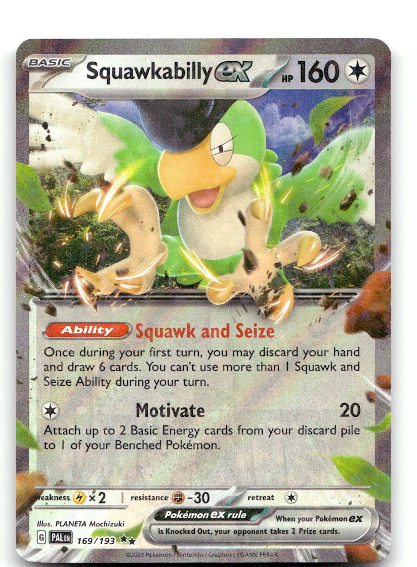 Squawkabilly ex Pokemon Card SV02 Paldea Evolved 169/193 Double Rare Holo NM