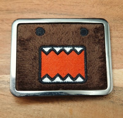 90's NHK Mascot Domo Kun Embroidery Faux Fur Furry Monster Hippie Belt Buckle