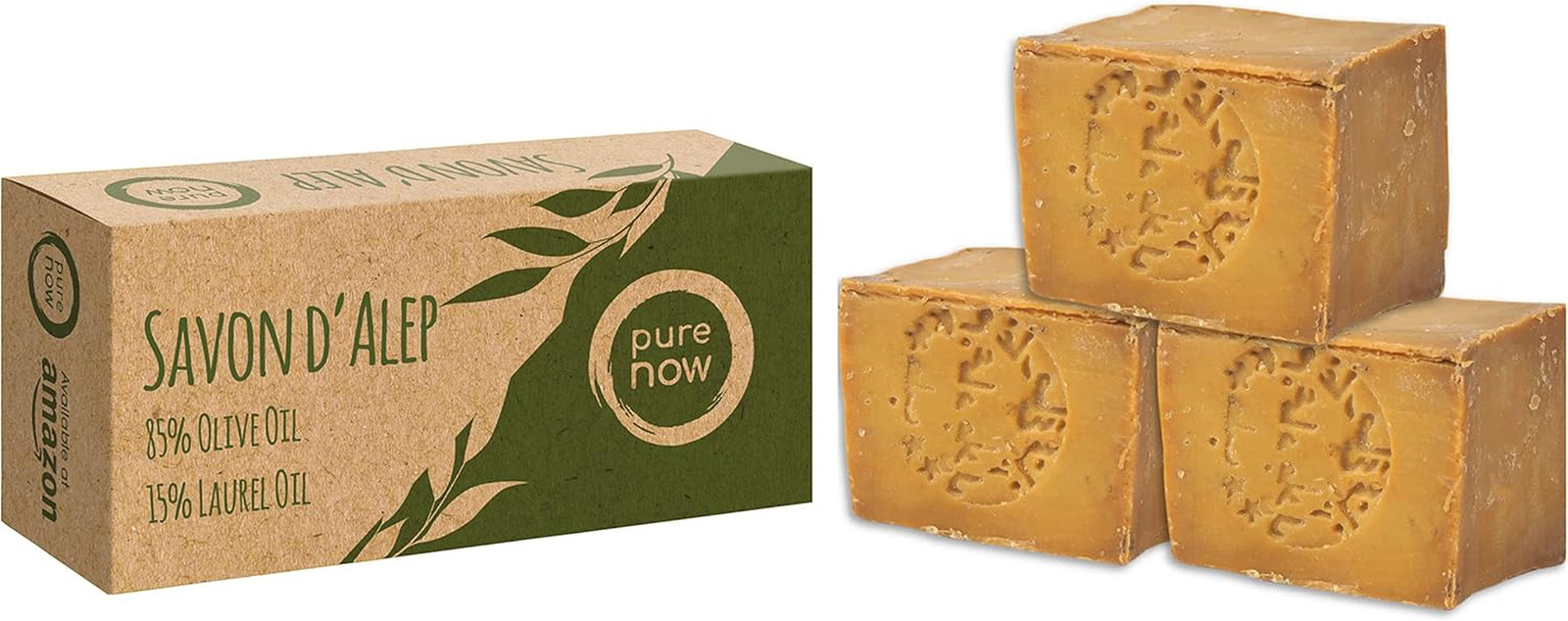 Savon d'Alep solide traditionnel lot de 3x200g hygiène visage et corps naturel