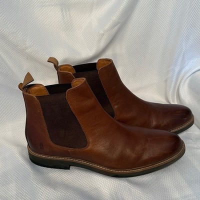 Hush Puppies Brown Leather Chelsea Boots Slip On Water Resistant Size 12 Men's