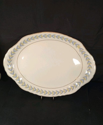 WS George Radisson China Apollo Oval Platter 16" Serving Platter Blue Yellow 40s - Picture 2 of 21