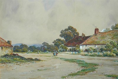 FIGUREN IN EINEM DORF AQUARELL DUDLEY WARD BRITISCHE SCHULE c1910