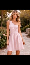 White by Vera Wang Bridesmaid Prom Formal Dress Size 4 One Shoulder Pink