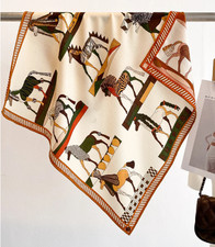 70 Cashmere 30 Silk Neckerchief Shawl Scarf 26'' Bandana horse Print wrap new