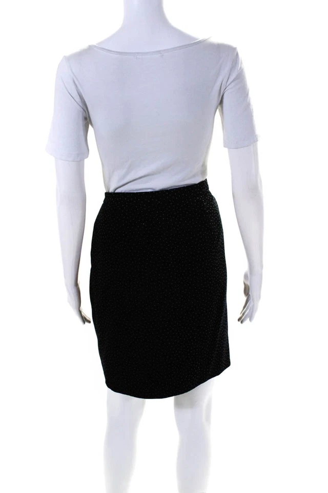 Theory Womens Polka Dot Velvet Mini Wrap Pencil Skirt Black Size 8 - Image 3 of 4