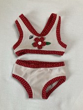 Vintage Baby Girl 2T Red White Polka Dot Daisy Bumblebee Two Piece Swimsuit