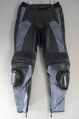 ACESPORT LEATHER BIKER TROUSERS + CE ARMOUR & KNEE SLIDERS: WAIST 32-34''/LEG 31''