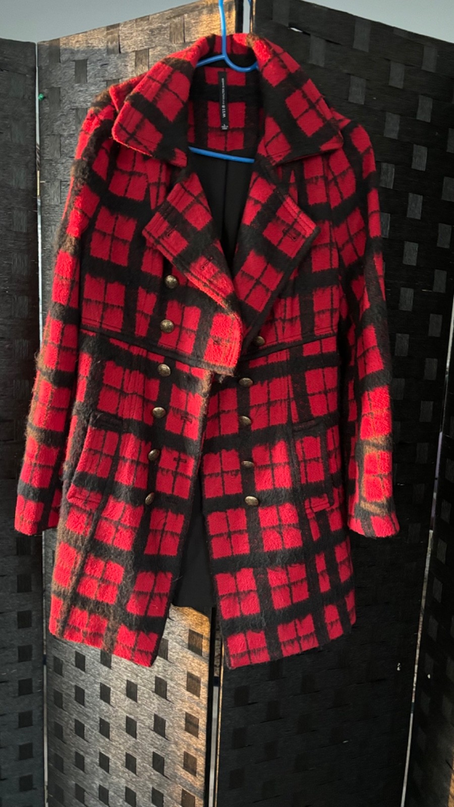 W118 by Walter Baker Red & Black Peacoat with Gold Buttons- Women’s Size L