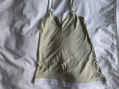 H&M Cotton pointelle pyjamas Top UK Size 6 EU34-36 Khaki Pea Green