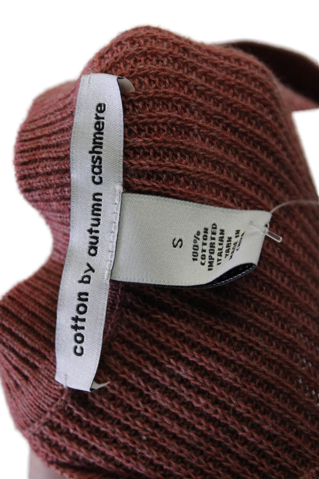 Suéter de algodón de otoño cachemir para mujer manga 3/4 cuello redondo rosa oscuro pequeño Foto 4 de 4