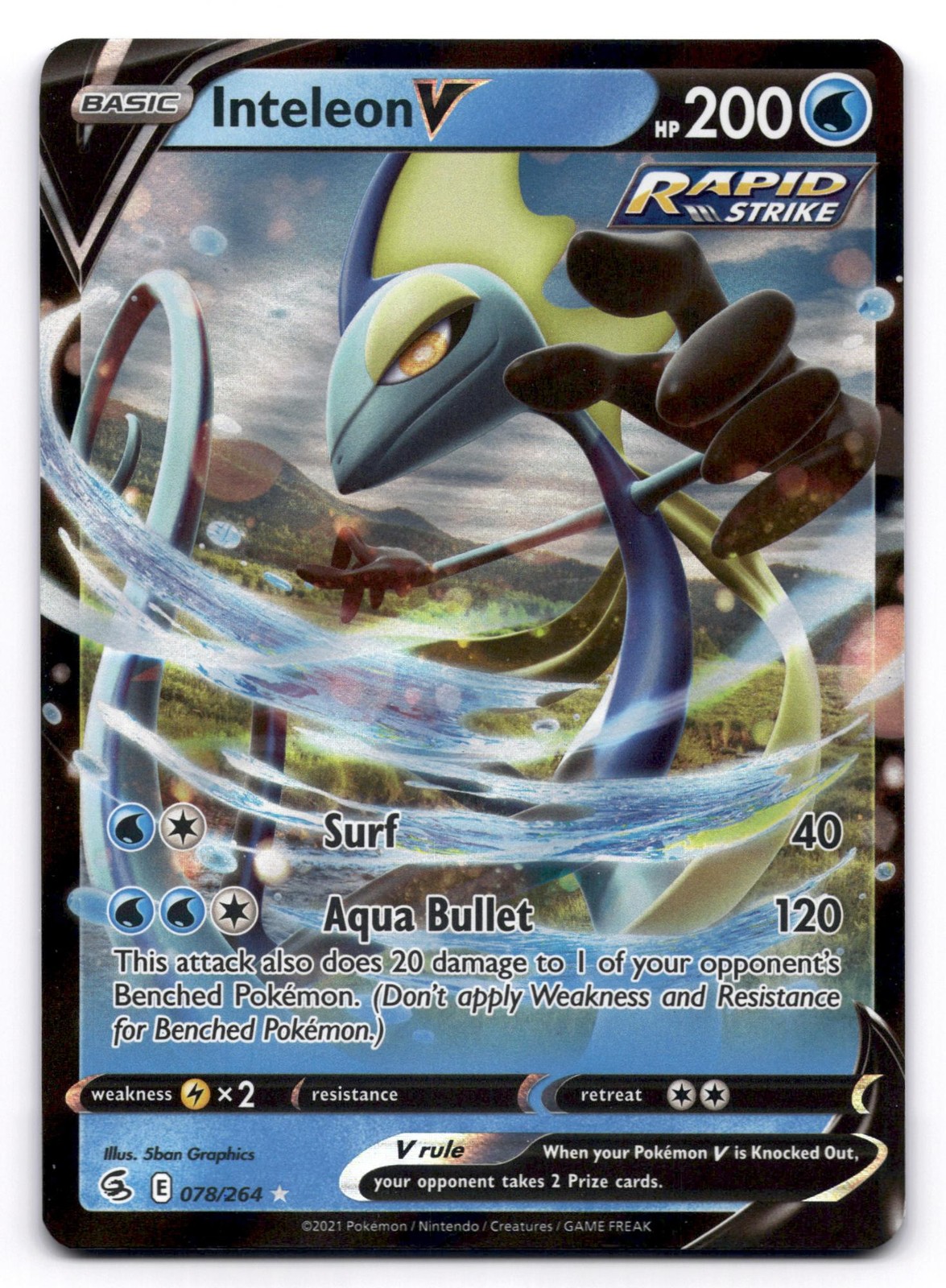 Inteleon V NM 078/264 Holo Fusion Strike Pokemon Holo V Rare