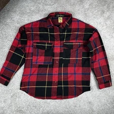 Spoon Jeans Women's Flannel Red Plaid Shirt Button Up Y2K Grunge Size Large