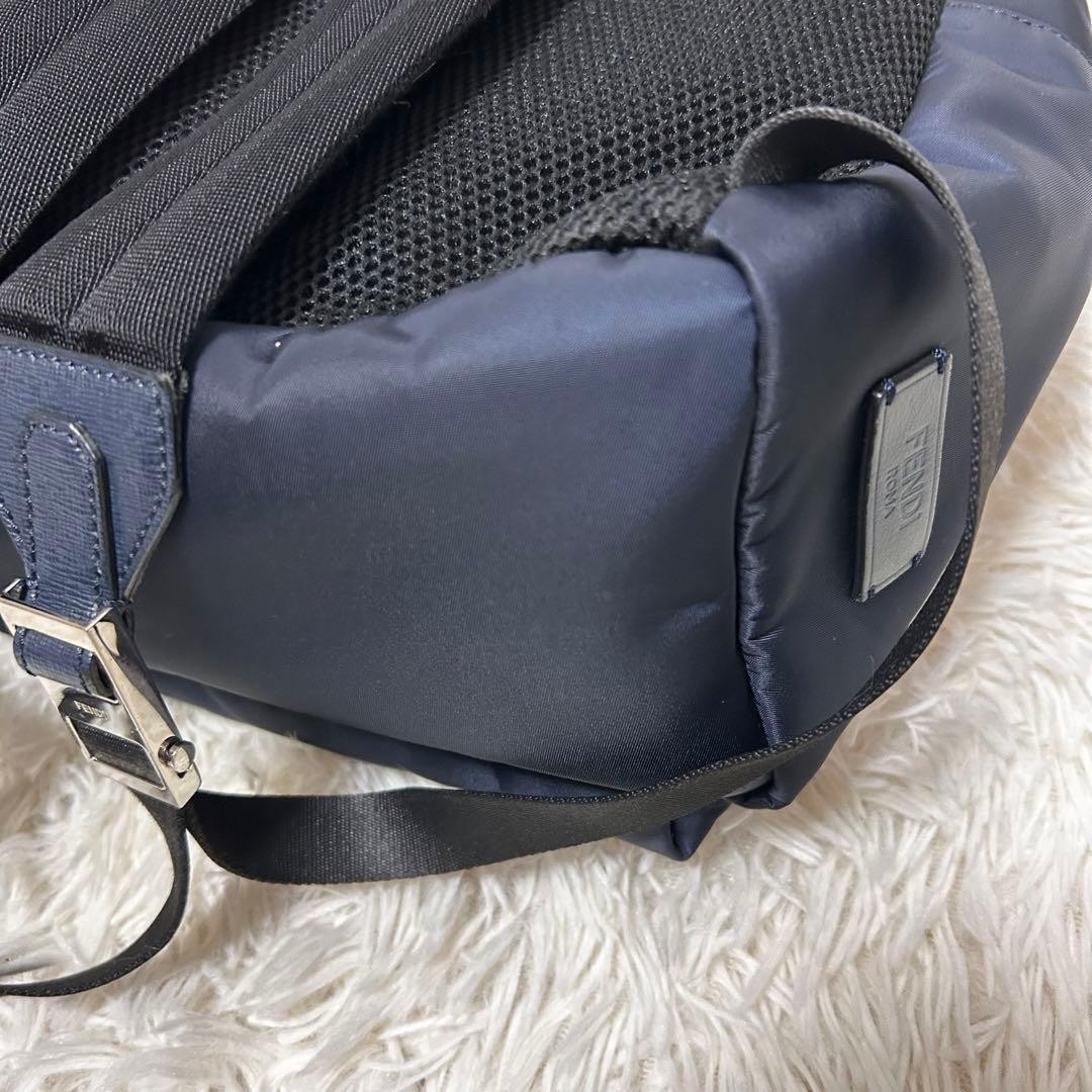 FENDI Monster Bugs Eye Backpack daypack Nylon leather Navy Unisex Auth Used JP thumbnail 8