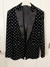 NEW 4,000 Balmain Men's Glitter Polka Dot Black Velvet Blazer Size EU 48/US 38