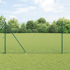 Fence Post Set Green Steel PVC 10x1.5m Mesh 40x40mm Weatherproof Garden Privacy