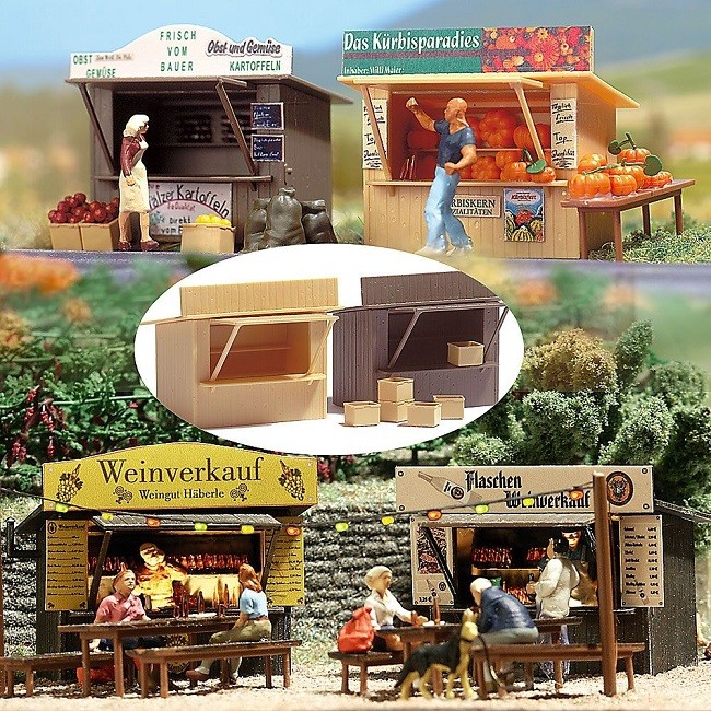 Busch 1055 - 1/87 / H0 Two Sales Stands - New