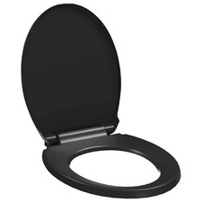 "Soft-Close Toilet Seat in Black Polypropylene, Quick-Release Design and Dura...