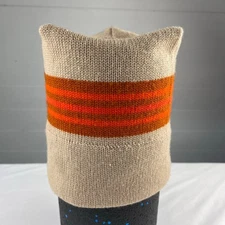 Wigwam Woolen Mills Vintage Ski Hat 1970’s 100% Wool USA Brown Orange stripe
