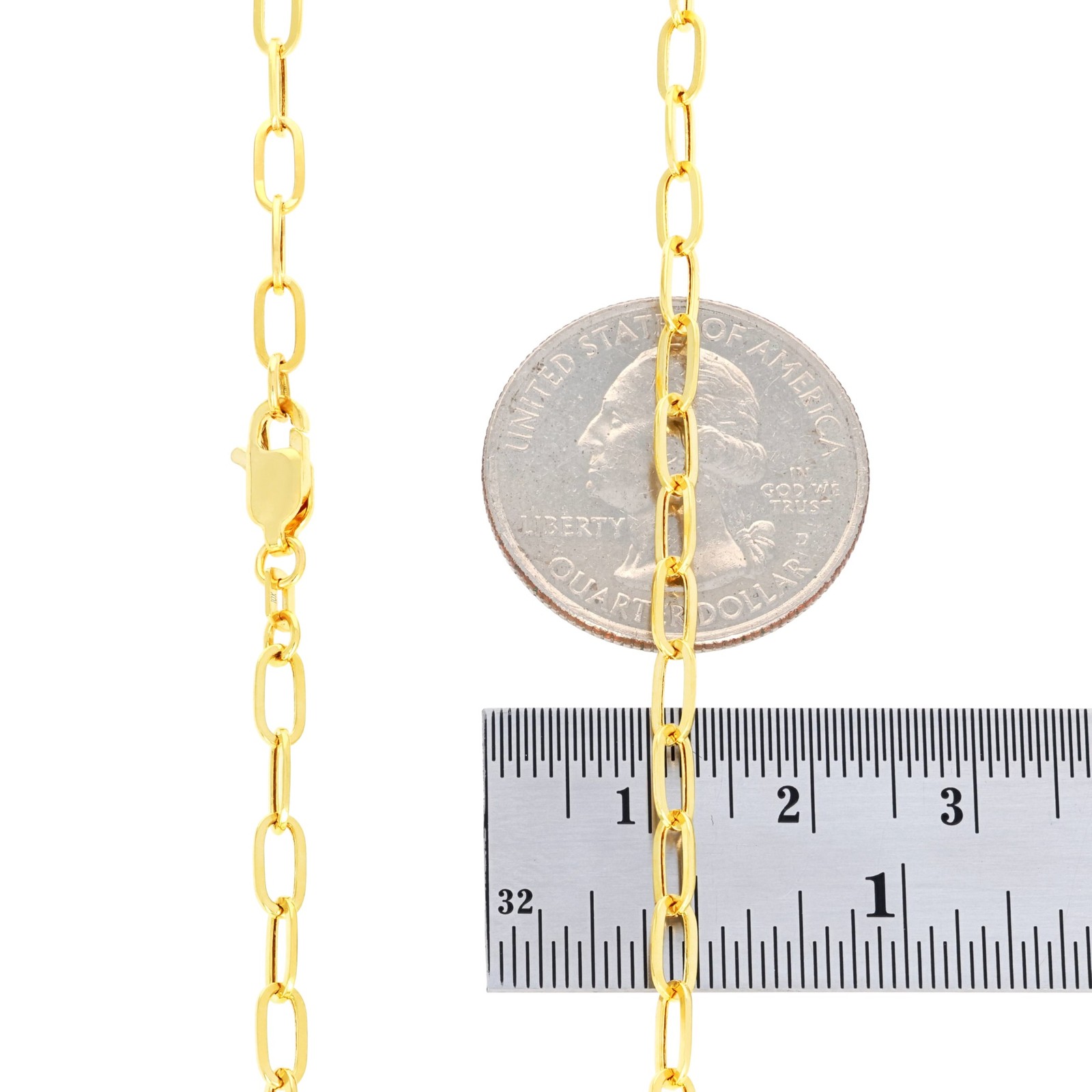 10k Yellow Gold 3mm Paperclip Chain Rolo Dainy Cable Link Necklace Men Women 24