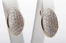 Women Engagement Huggies Earring 14K Yellow Gold Finish Simulated Diamond Round