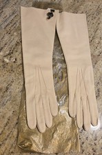New Vintage Women's Size S 6.5 Beige Cotton Formal 14" Long Gloves Bisque