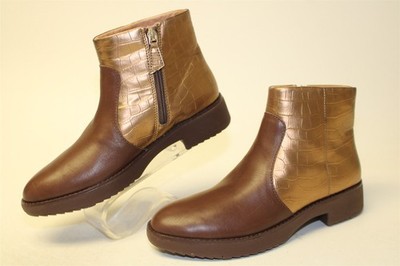 FitFlop NEW Womens Size 6.5 37.5 Mara Leather Croc Print Ankle Boots AL5-689 NEW