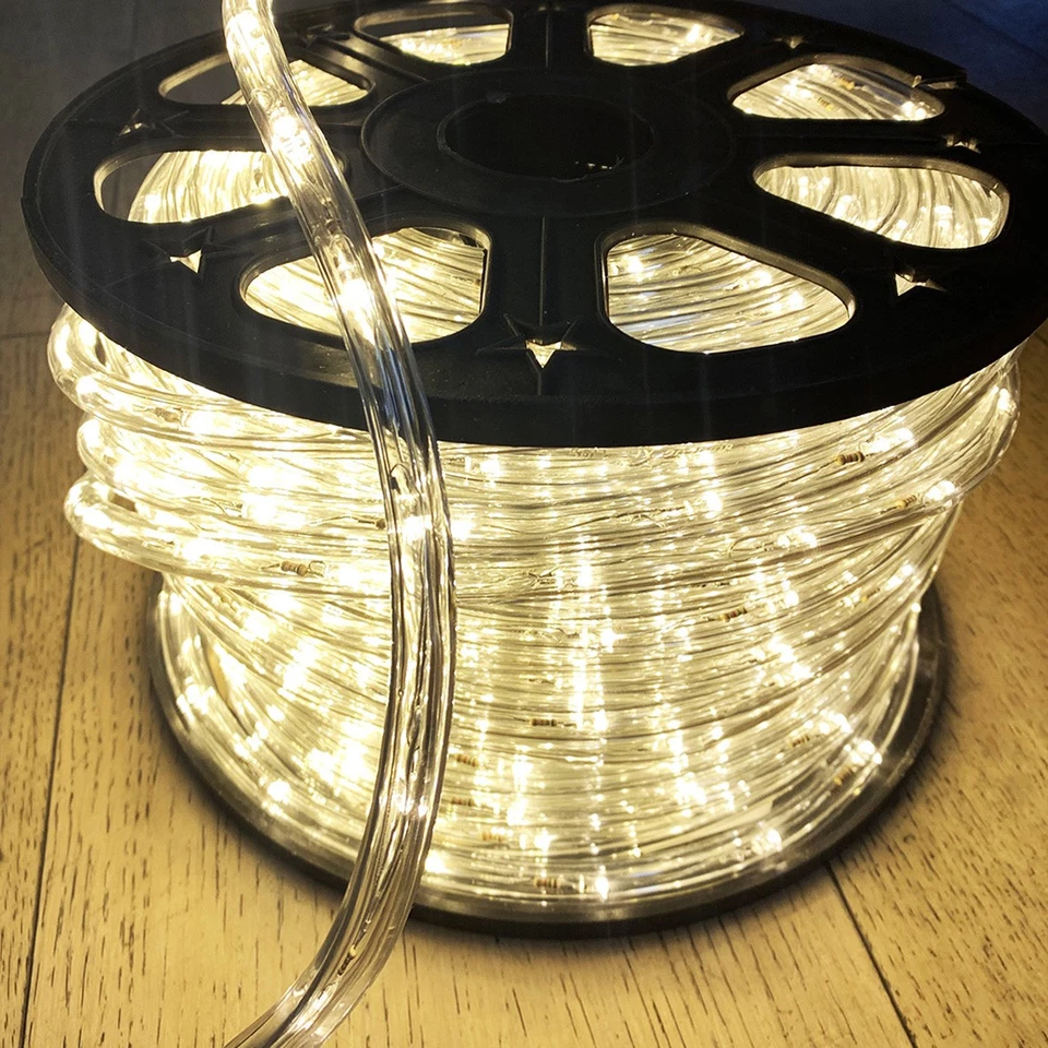 Bobina 50 metri TUBO LED luminoso luce bianca Calda 220v IP65 LUCE FISSA 2pin - Immagine 3 di 4