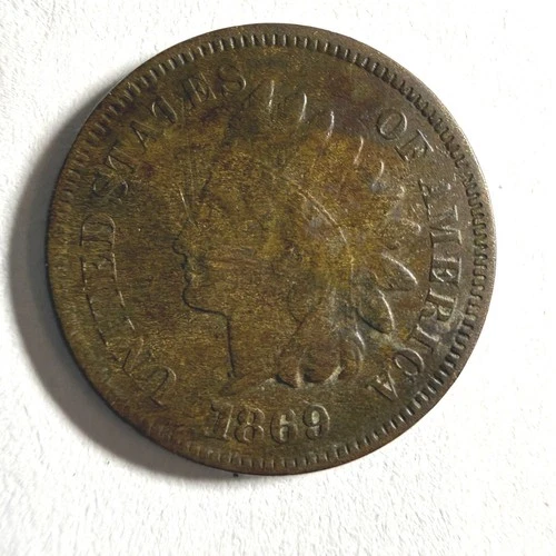 1869 Indian Head Penny Cent Good Scarce  Key Date Coin