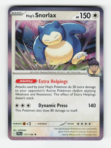 Hop's Snorlax Journey Together 117/159 Pokemon Holofoil NM