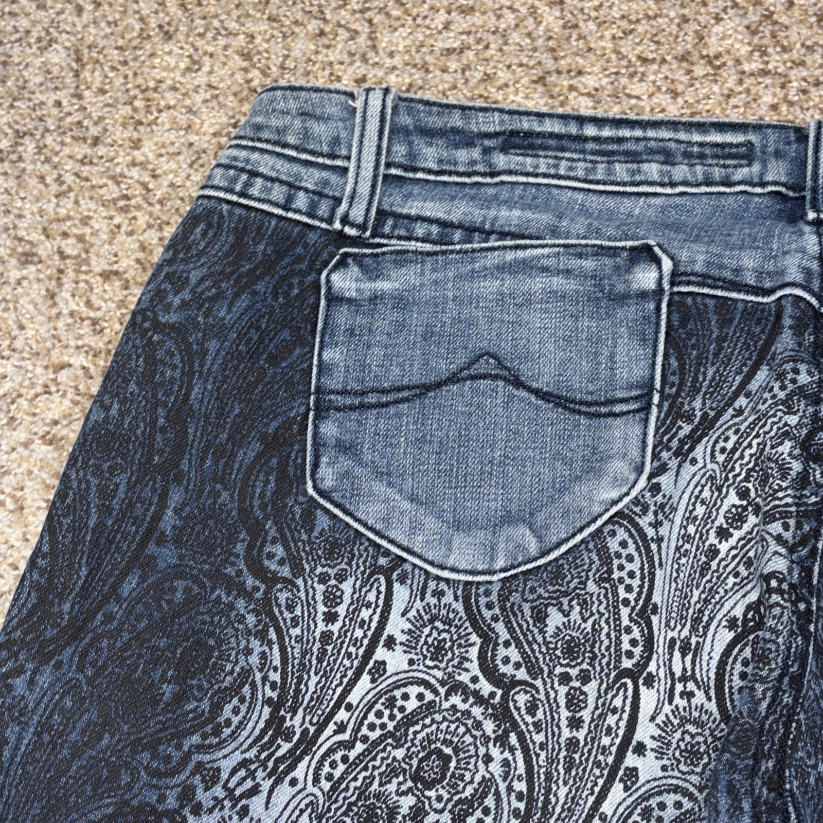 Azzure Love Life Denim Vintage Paisley Pront Jeans Dark Wash 34x33 Fits 36 X 32 - View 15