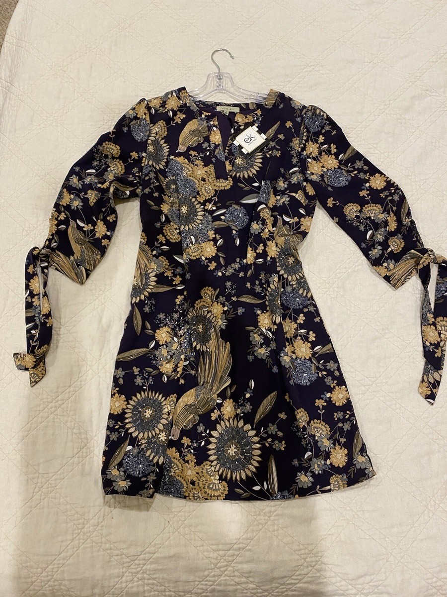 Gilli Dress - Womens Small S - Blue Floral 3/4 Tie Sleeve | eBay