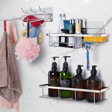 Shower Caddy + Multi-Function Wall Mounted Rack 3-Pack Shower Organizer