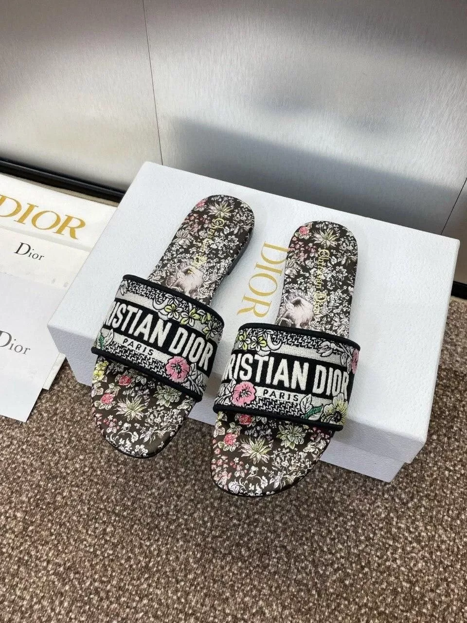 Sandales ChristianDior Dway tissu beige cuir taille 37