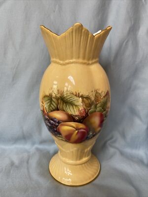 Aynsley Fluted Orchard Gold  Vase 8 1/4 