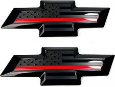 Front Tailgate Bowtie Overlay Flag Emblem 2016-2019 Silverado 1500 Red Line