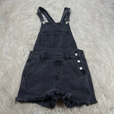 Topshop Moto Women's US Gray Wash Cut Off Denim Overall Shorts