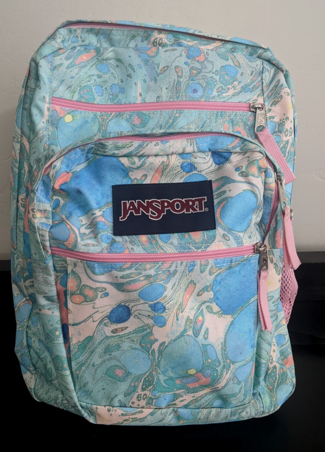 Jansport Big Student Book Bag Pastel Pink Art Swirls … Gem