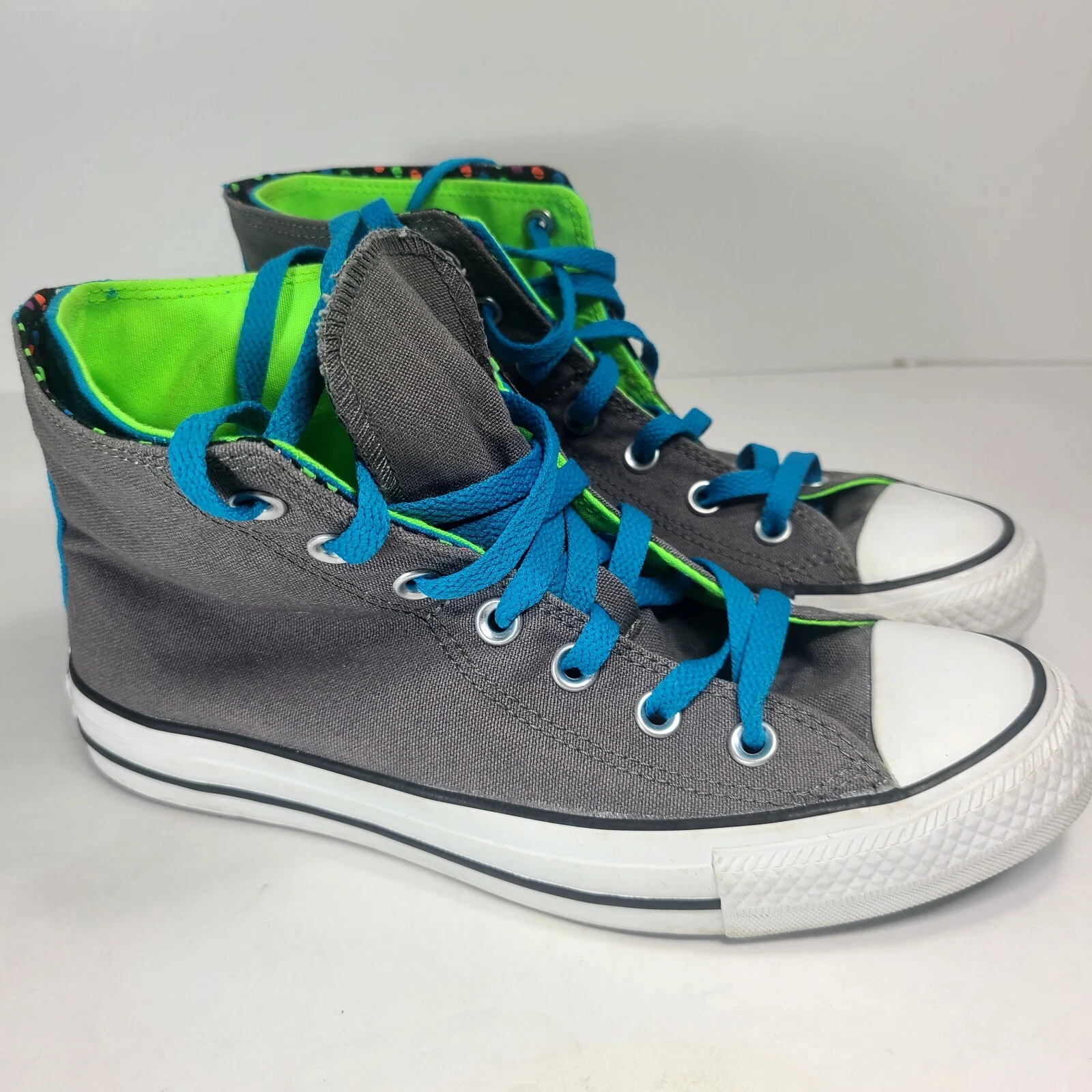 Sneakers Converse All Star donna due pieghe grigie a pois taglia 6 usate in ottime condizioni