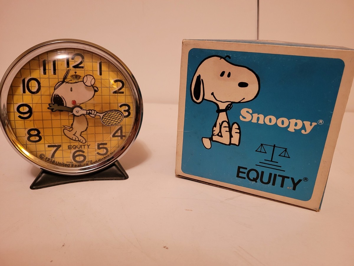 1958 Equity Peanuts Snoopy Playing Tennis Alarm Clock with