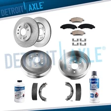 Front Rotors Ceramic Pads Rear Drums & Shoes for 2009-2013 Silverado Sierra 1500