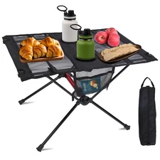 Camp Table-Outdoor Folding Table with 2 Cupholders and Carrying Bag-For Camping