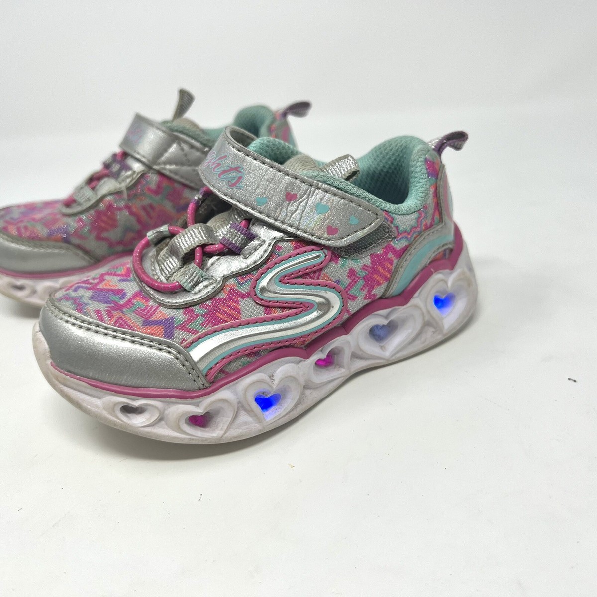 SKECHERS Girls Heart S-Lights Lovely Light-Up Shoes Pink Size Toddler