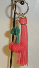 Red Cherry Tassel Heart Keychain Backpack Purse Charm Gift