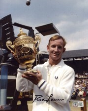 ROD LAVER SIGNED AUTOGRAPHED 8x10 PHOTO TENNIS WIMBLEDON LEGEND RARE BECKETT BAS